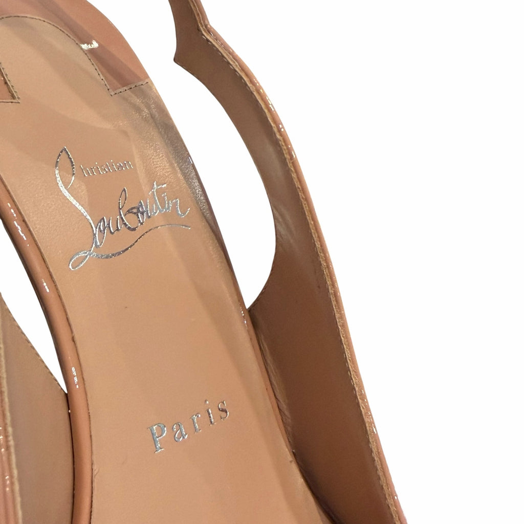 Christian Louboutin Hot Chick Sling Heel Patent Leather Blush Size 38.5 / US 8.5