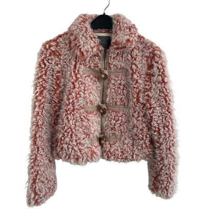 By Anthropologie Brenna Faux Fur Coat Pink Sherpa Teddy Womens Size XS