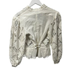 Isabel Marant White Cotton Linen Blend Broderie V Neck Nina Top Womens 34 / US 2