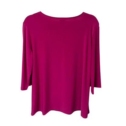 Clara Sun Woo 3/4 Sleeve Fuchsia Pink Spandex Blend Top Womens Plus Size 1X