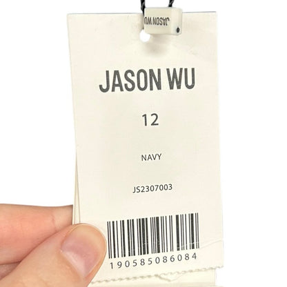 NWT Jason Wu Navy Blue Scalloped Eyelet Cotton Blend Culottes Pants Womens 12