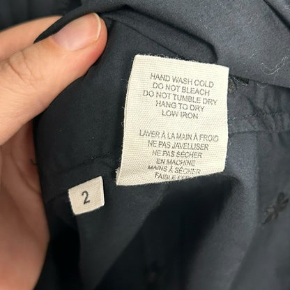 Ulla Johnson Black Beaded Trim Cotton Short Puff Sleeve Boden Top Womens Size 2