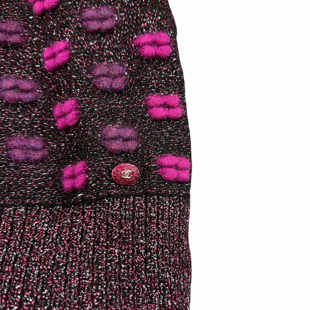 Chanel 2014 Lips Sweater Metallic Mohair Wool Purple Magenta Size 40 / US 8 RARE