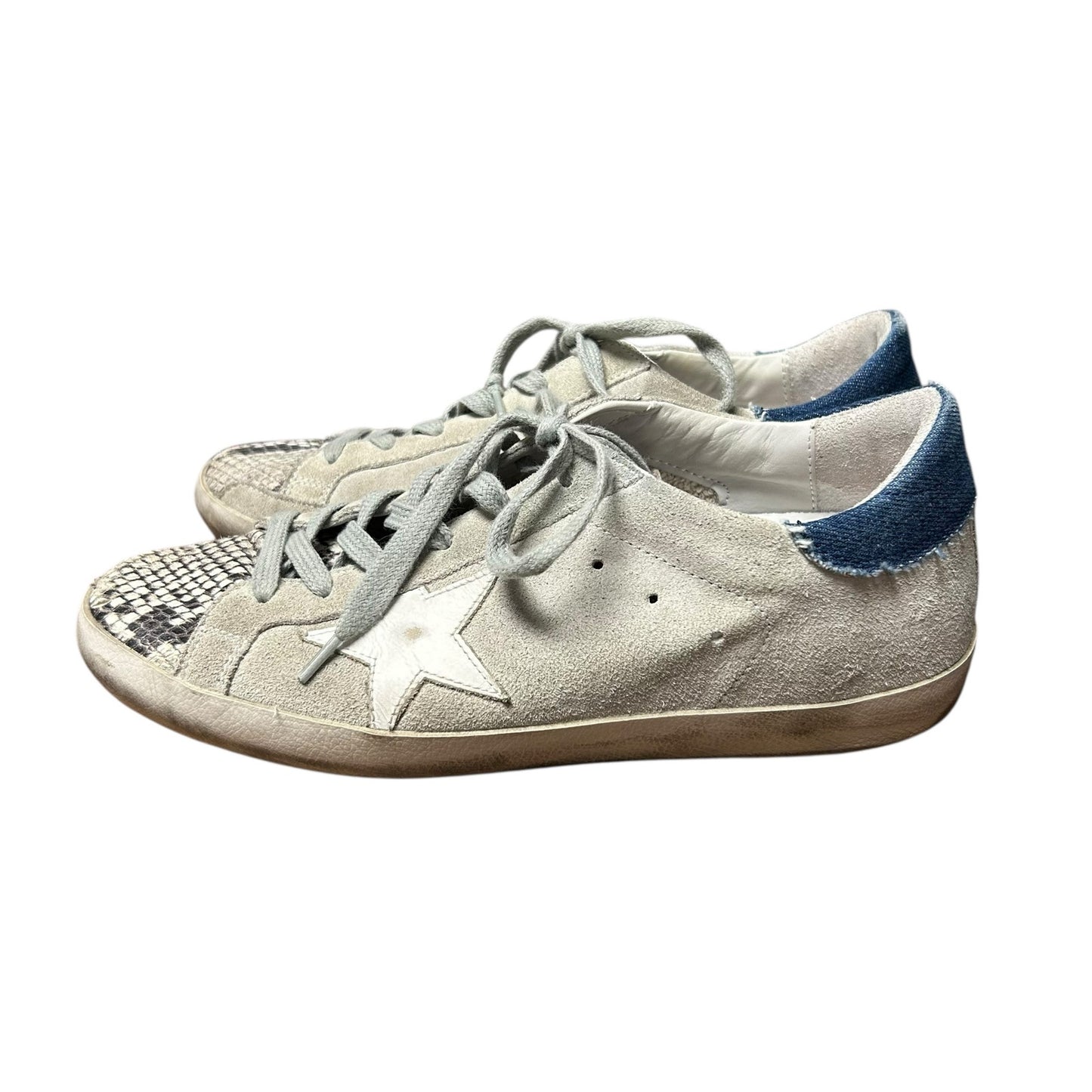 Golden Goose Super Star Denim Trimmed Snake Lace Up Sneakers Womens 39 / 9