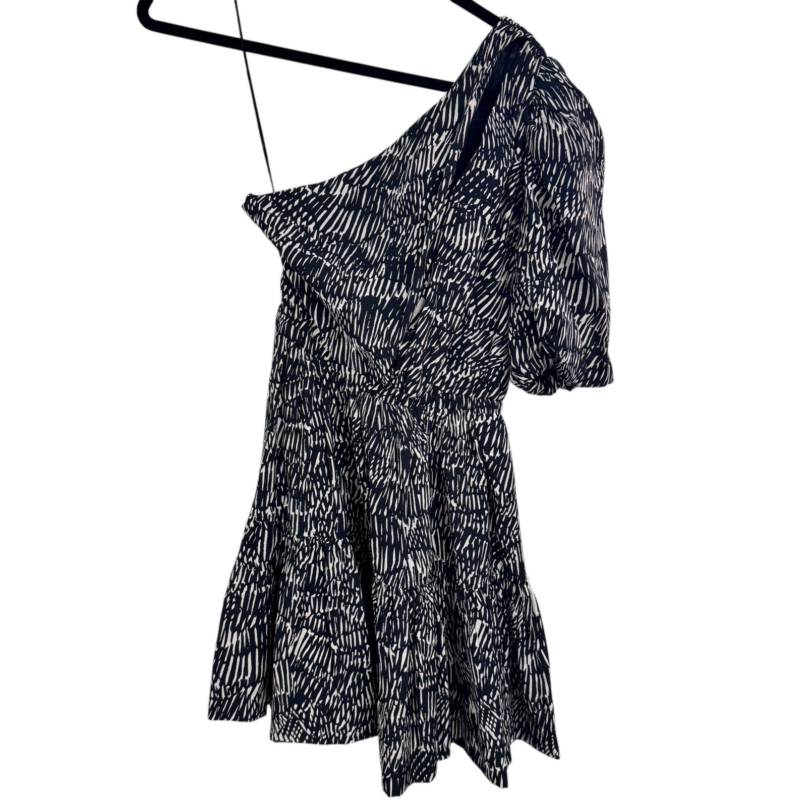 Jonathan Simkhai One Sleeve Adriana Mini Dress Black White Womens XS NO BELT
