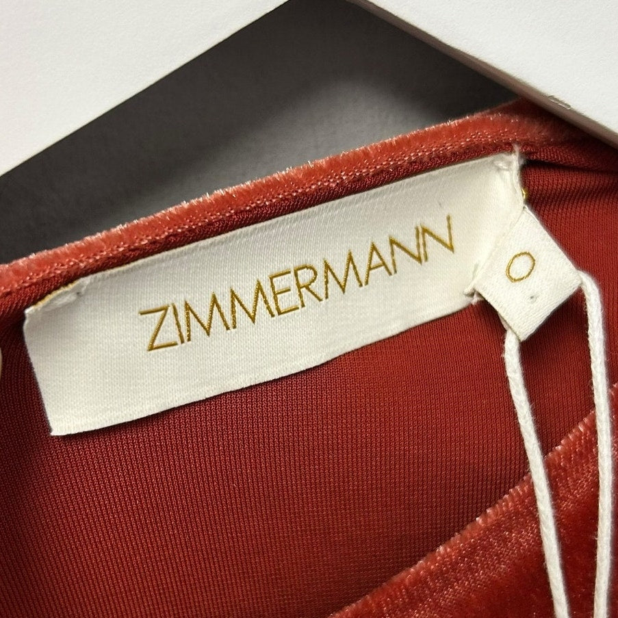 NWT Zimmermann Dark Rose Memento Cap Sleeve Drape Maxi Dress Womens AU 0 / US 4