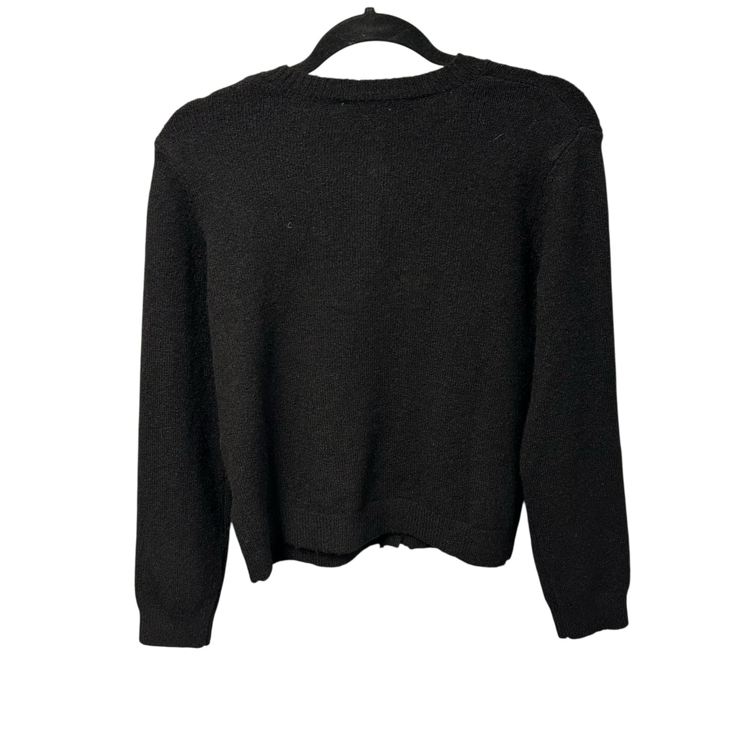 Zara Black Bow Shaped Button Knit Button Up Cardigan Sweater Womens Size Medium