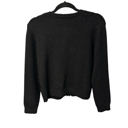 Zara Black Bow Shaped Button Knit Button Up Cardigan Sweater Womens Size Medium