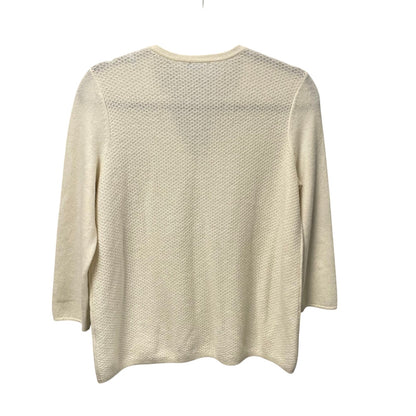 J. McLaughlin Pure Cashmere 3/4 Sleeve V Neck Sweater Cream Womens Small