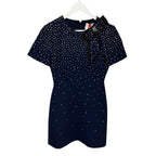 NWT Carolina Herrera Midnight Navy Blue Crystal Embellished Mini Dress Womens 4