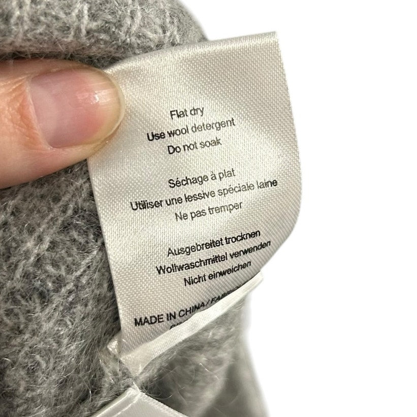 NWT Ganni Gray Mohair Wool Blend Callahan Knit Pullover Hoodie Womens Small