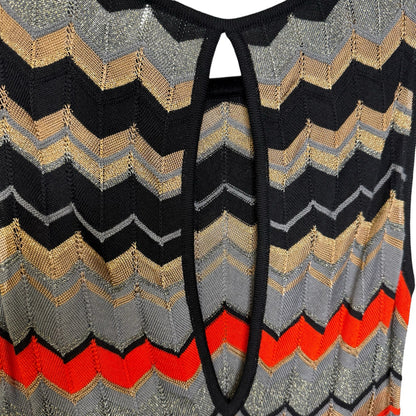 NWT Missoni Black Red Metallic Zigzag Stripe Sleeveless Wool Dress Womens 40