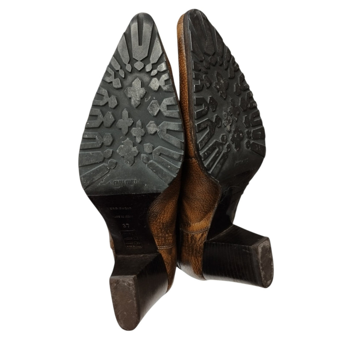 Vintage Miu Miu Leather Pointed Toe Boots 37 US 6.5 Western Boho Festival Rodeo