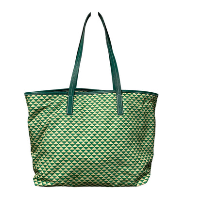 Prada Tessuto Triangulum Nylon Tote Bag Green Off White Triangle Print