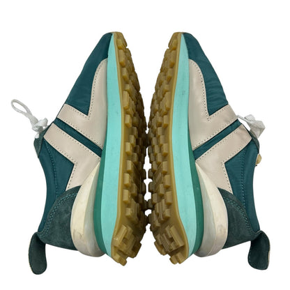 Lanvin Peacock Blue White Bumpr Suede Leather Lace Up Sneakers Womens 37 / US 6