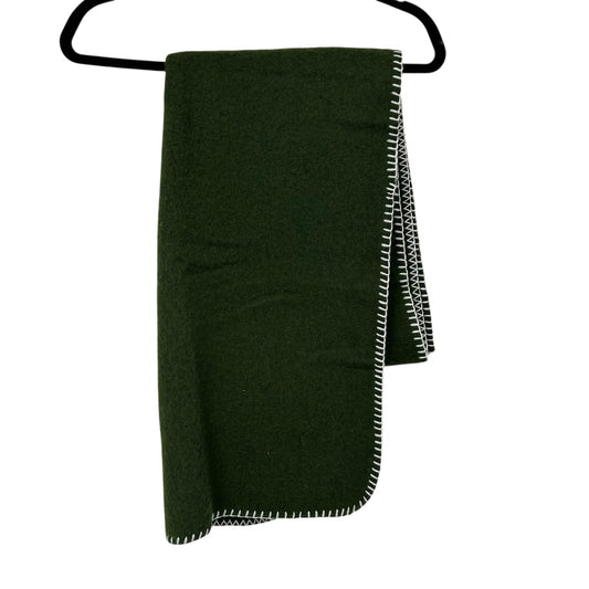 NWT Madewell Loden Green White Contrast Blanket-Stitch Wool Blend Scarf