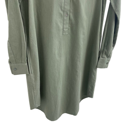 Eileen Fisher Organic Cotton Long Sleeve Light Green Twill Shirt Dress Size XXS