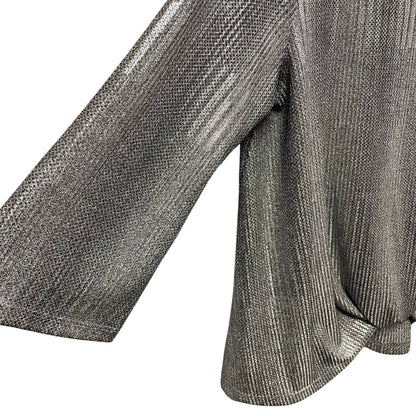 Clara Sun Woo Silver Metallic Knotted Front 3/4 Sleeve Top Womens Small
