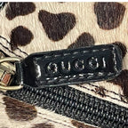 Gucci Paloma Leopard Print Pony Hair Heeled Bootie GG Logo Size 37.5 / US 7.5