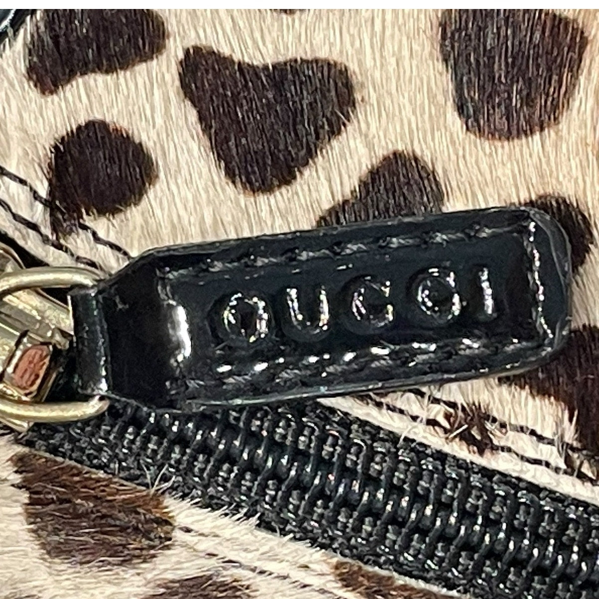 Gucci Paloma Leopard Print Pony Hair Heeled Bootie GG Logo Size 37.5 / US 7.5