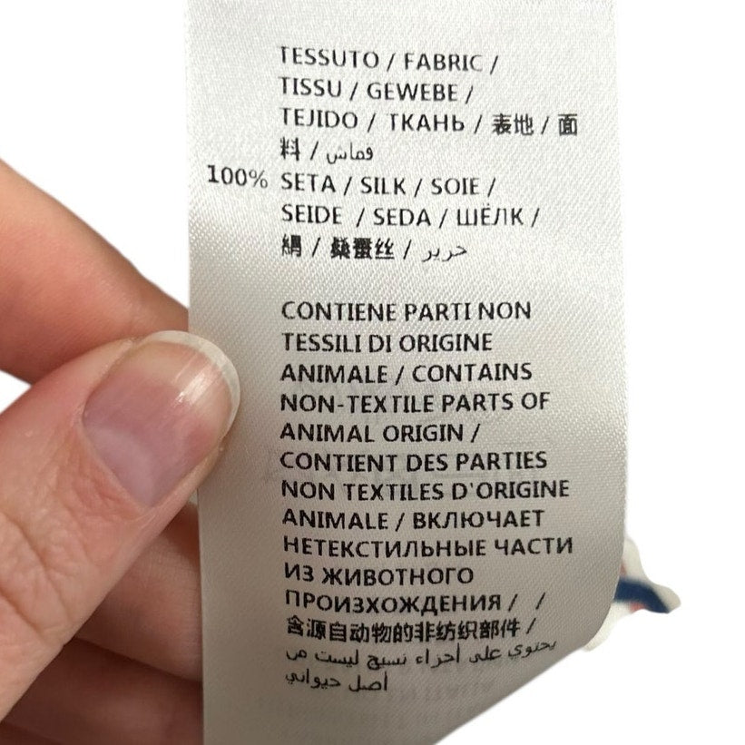 Gucci Cream Navy Orange Horsebit Print 100% Silk Pleated Mini Dress Womens XS/S?