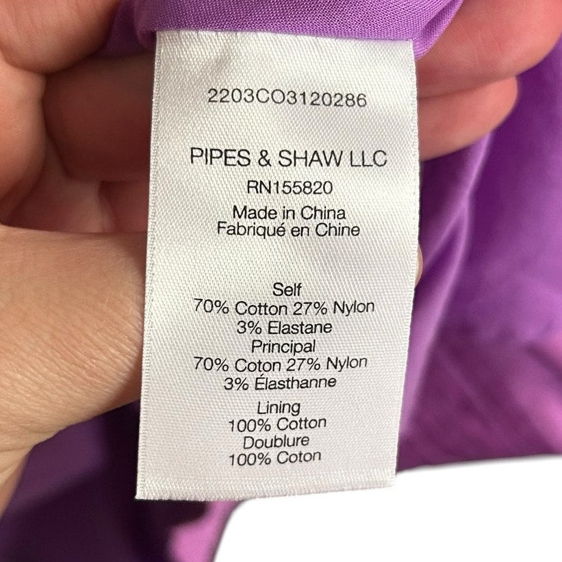 Veronica Beard Purple Beilla Ruffled Cotton Blend Poplin Midi Dress Womens 2