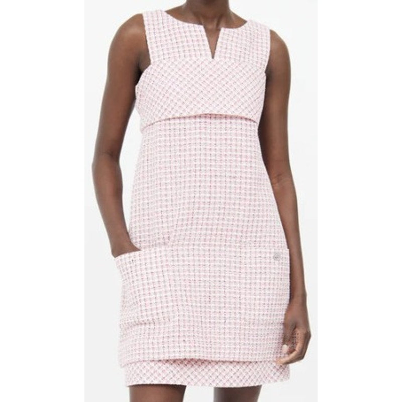 NWT Chanel 2014 Fantasy Tweed Dress Pink White Black Womens Size 34 / US 2