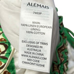NWT Alemais Ivory Green Wanda Embroidered Drawstring Short Womens US 2