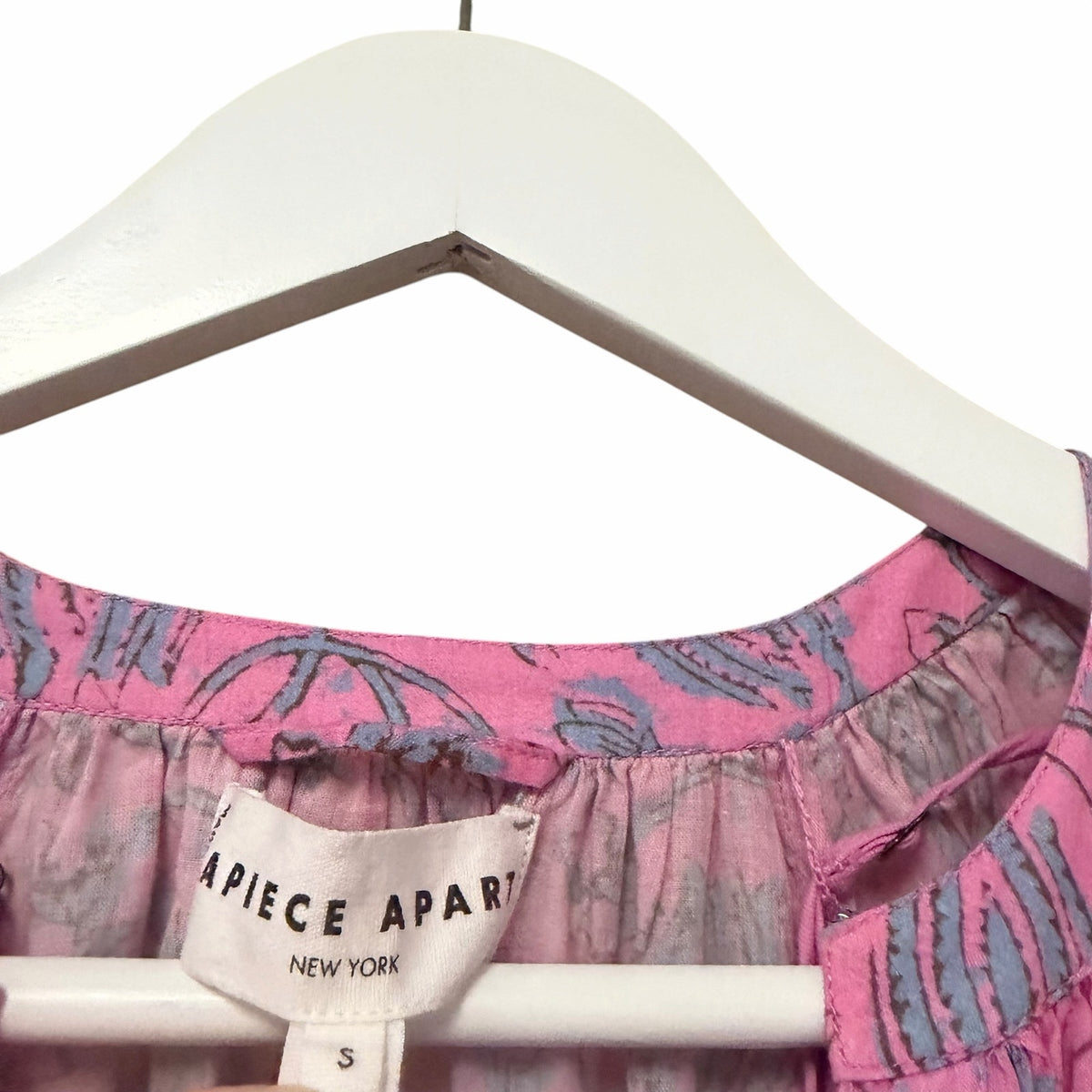 Apiece Apart Mini Mitte Dress Sunfaded Floral Pink Blue Organic Cotton Small