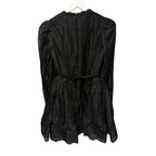 NWT Zimmermann Hypnotic Lace Trim Belted Linen Silk Mini Dress Black US 4