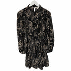 Sea New York Sunniva Mini Dress Black Beige Floral Print Size XS Boho Neutral