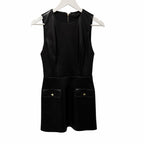 Alice + Olivia Marcella Faux Leather Lined Sleeveless Dress Black Womens Size 4