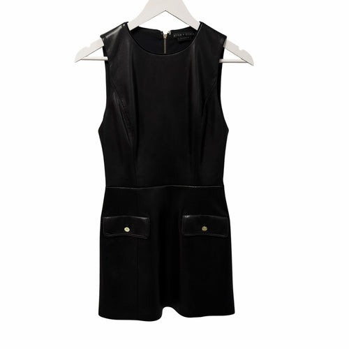 Alice + Olivia Marcella Faux Leather Lined Sleeveless Dress Black Womens Size 4