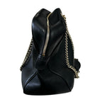 Gucci Black Pebbled Calfskin Leather Soho Double Chain Zip Shoulder Bag