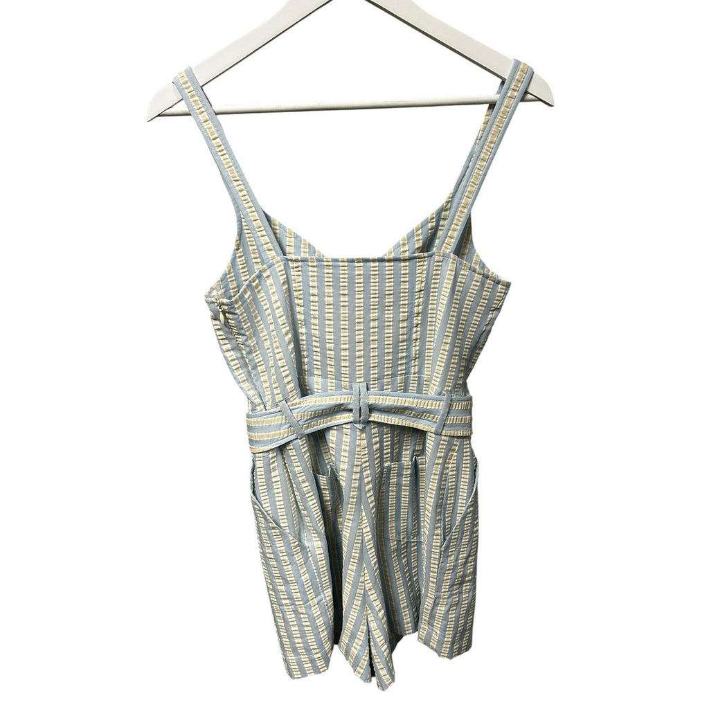 NWT Simkhai Hydrangea Blue Stripe Seersucker Kai Bustier Style Romper Small