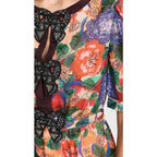 Saloni Jamie Short Dress Multi Dianthus Floral Black Bows Size 4 Romantic Fem
