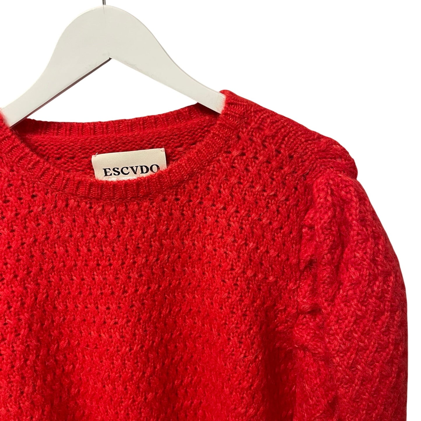 ESCVDO Pullover Puff Sleeve Milagros Sweater in Red Alpaca Blend Womens Small