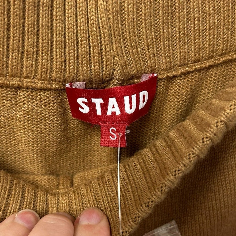 NWT Staud Camel Tan Wide Leg Knit Mitchell Pull On Pant Womens Small