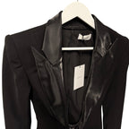 NWT Monot Tuxedo Playsuit Romper Lamé Trim Black Crepe Womens IT 36 / US 0