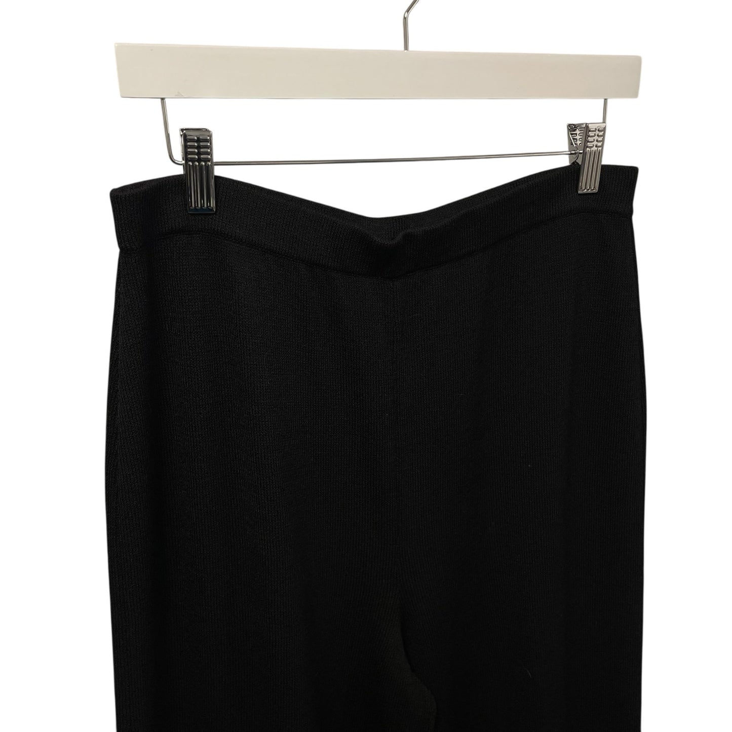 St. John Evening Black Santana Knit Wide Flare Leg Pull On Pants Womens 12