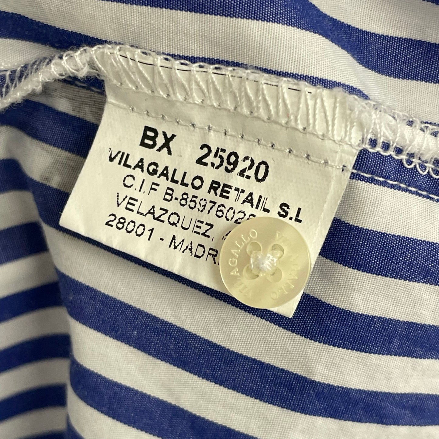 Vilagallo Nina Stripe Floc Shirt Pure Cotton Button Front Womens 42 / US Large