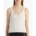 NWT KHAITE Glaze Ivory Val Ribbed V Neck Cotton Blend Knit Tank Top Womens XS