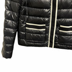 Herno Grosgrain Trim Water Resistant Down Puffer Jacket Black White Size US 8