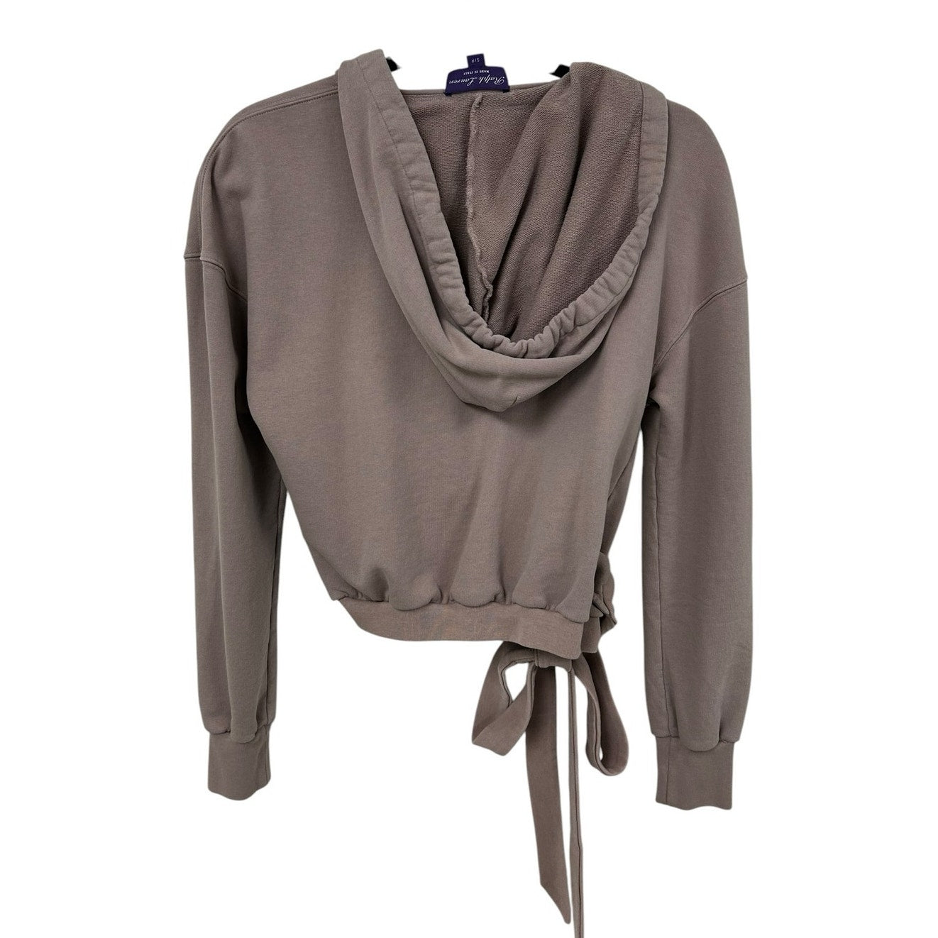Ralph Lauren Purple Label Cotton Terry Wrap Cropped Hoodie Womens Small