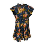 Sea New York Ines Navy Yellow Floral Print Flutter Sleeve Mini Dress Womens 6