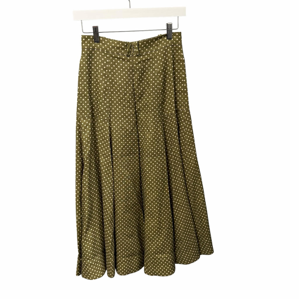 NWT Zimmermann Luna Cargo Midi Skirt Olive Dot Pure Linen Size AU 0 / US 4