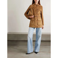 Nour Hammour Tan Ramona Belted Button Front Suede Jacket Womens 36 US 4 Neutral