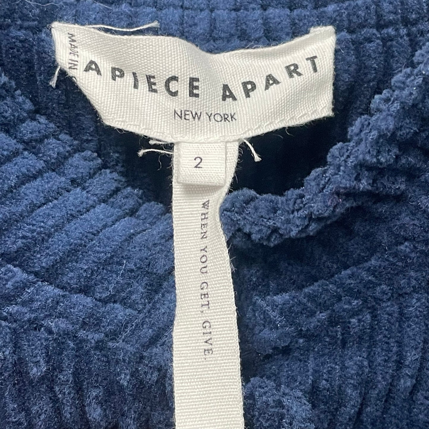 Apiece Apart Aragon Button Front Navy Blue Corduroy Mini Shirt Dress Womens 2