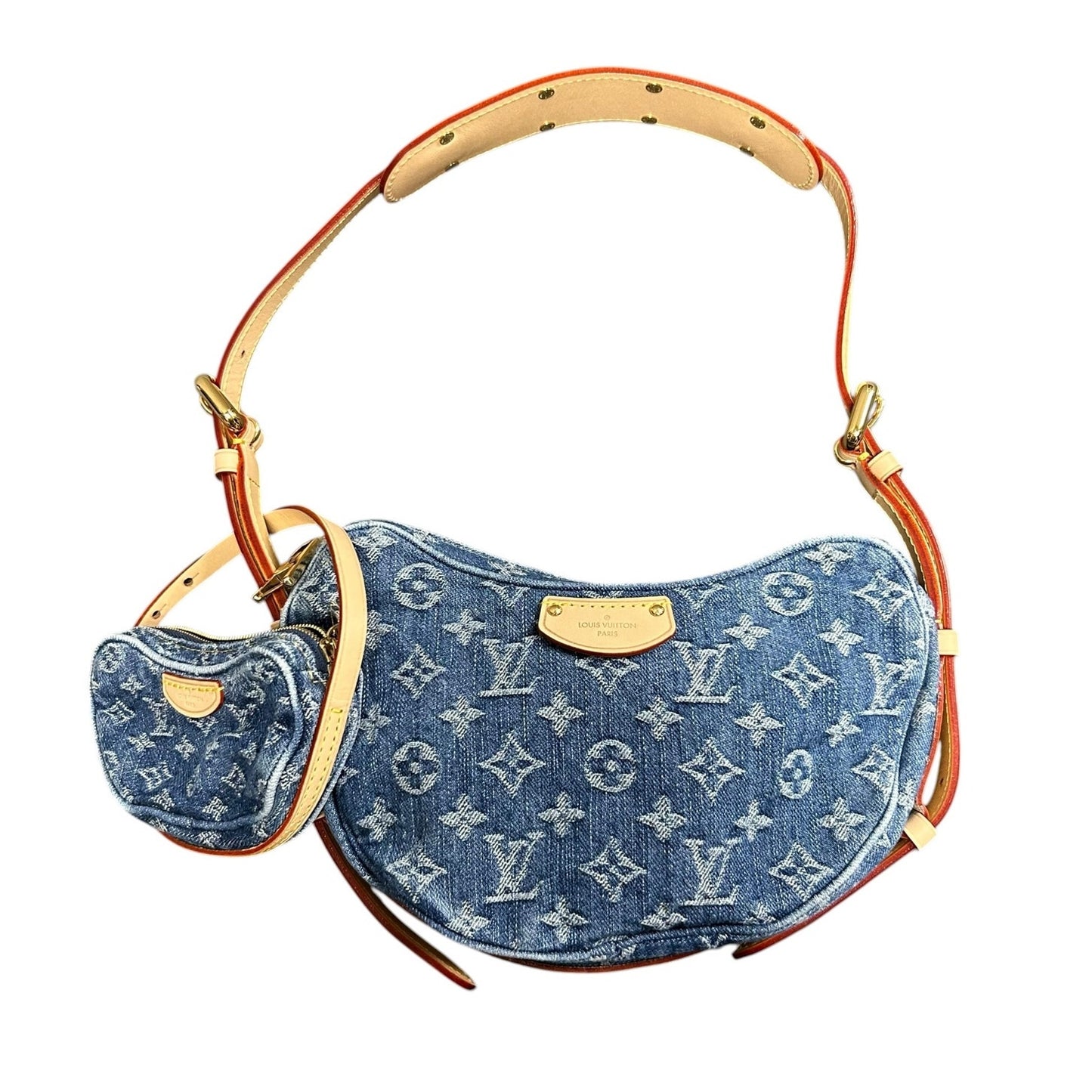 Louis Vuitton 2024 Croissant MM Monogram Denim Blue Shoulder Bag