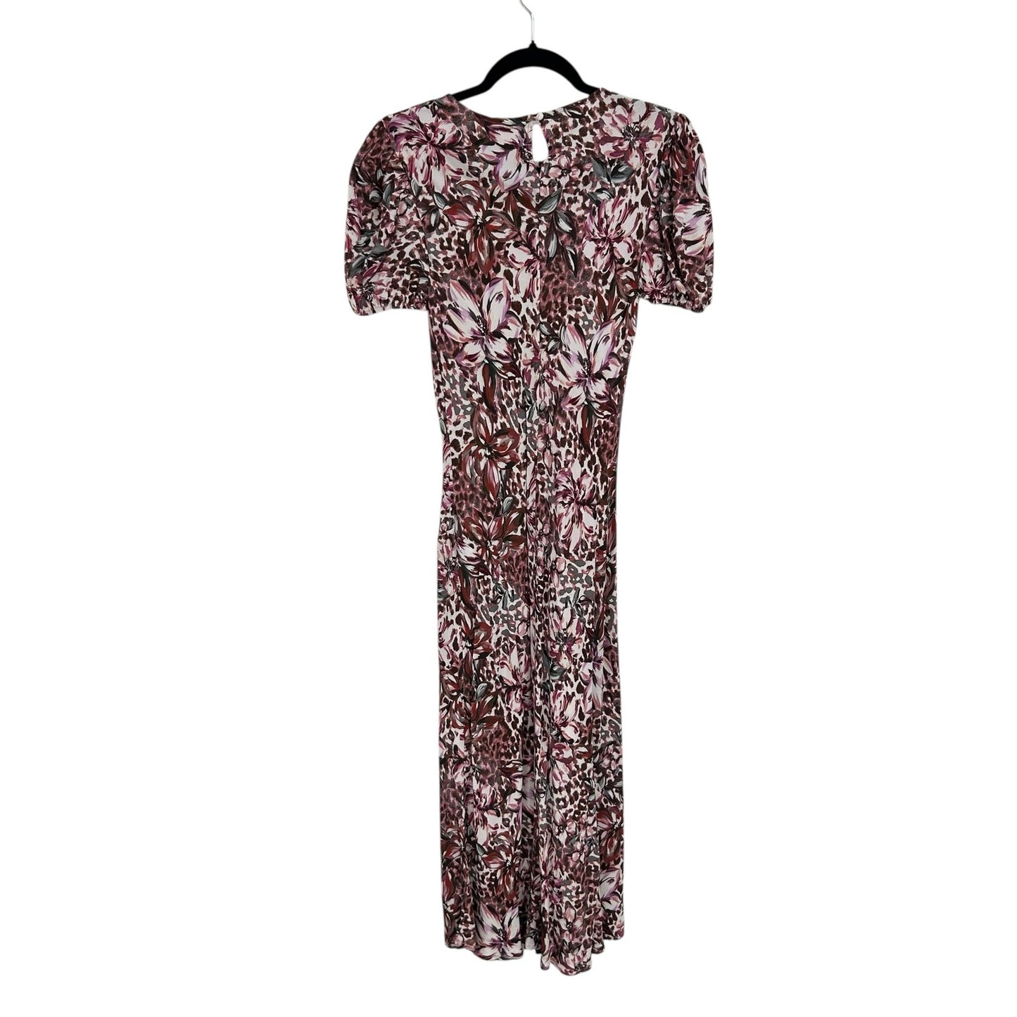 NWT Dolan Pink Floral Print Short Sleeve Viscose Blend Midi Dress Womens XS